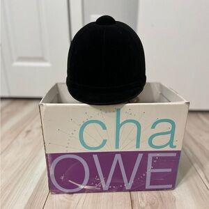 Charles Owen Hampton Black Velvet Riding Helmet Equestrian Size 6 7/8